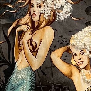 Handmade mermaid designed denim jacket